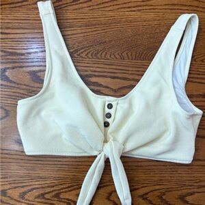 Cupshe Cream Tie-Front Crop Swim Top